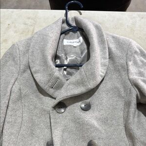 Calvin Klein Light Gray Double-Breasted Coat